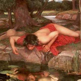 source of the name: Greek mythology about a man who falls in love with his own image in the water, but dies when he realizes he can't have "him." It also turns out be a trick caused by one of the Greek goddesses.