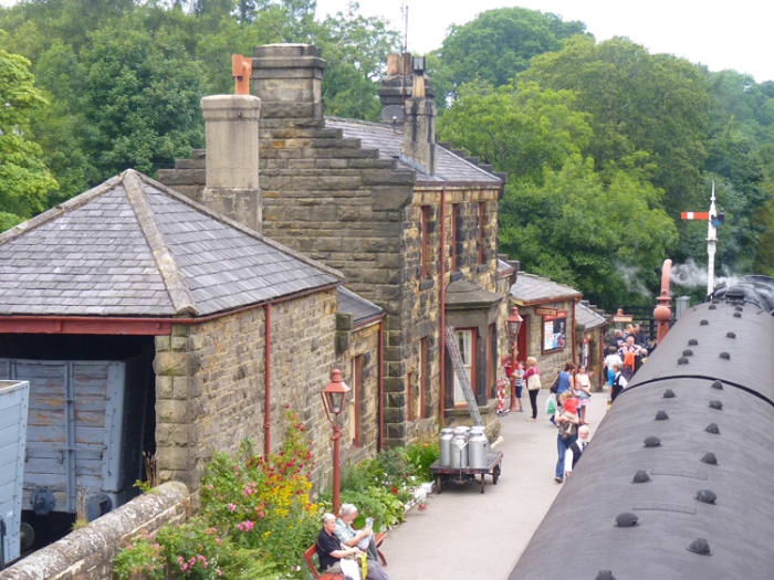 Goathland is the next station towards Pickering on the NYMR. Buildings display stepped gabling that dates back around a century and a half, goods shed, coal depot with roofed lime cell (lime was used by farmers to 'condition' the soil)