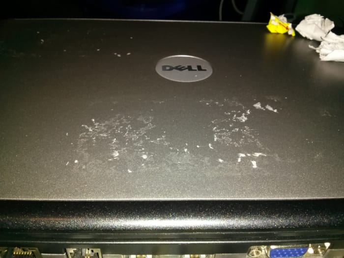 Stickers can leave behind a sticky mess when peeling them off. You may also have a little cleaning to do on the keyboard, LCD screen, trackpad and other surfaces on a laptop.