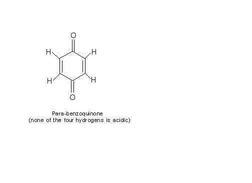 Though there are four alpha-hydrogens in para-benzoquinone but none of them is acidic. Hence, this molecule can’t exhibit tautomerism.