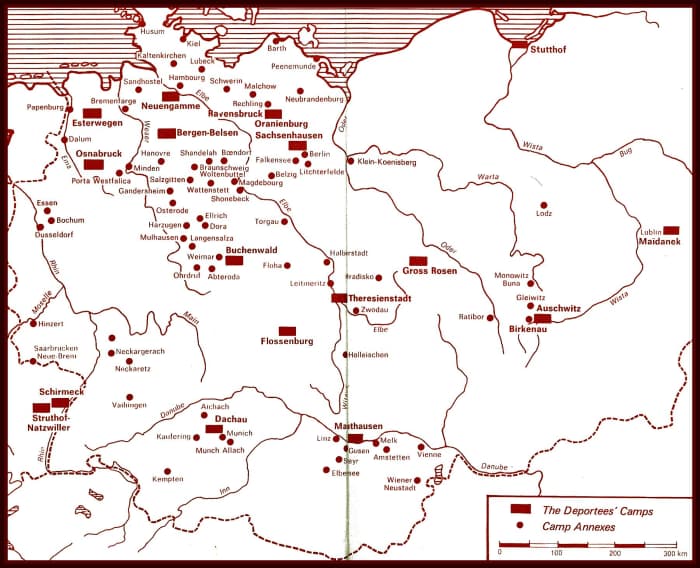 Here is a very accurate map that is provided in every volume of Christian Bernadac's set of books about the deportation and the Holocaust. It shows the major Deportees' Camps & Camp Annexes. What we would call Concentration Camps.