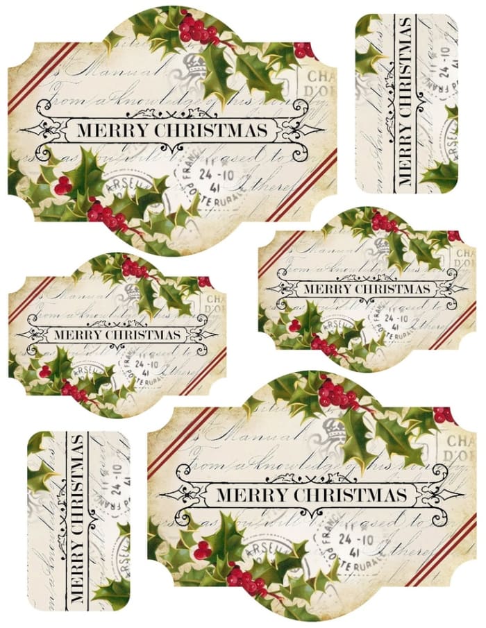 Beautiful printable vintage tags for Christmas from lilac-n-lavender.blogspot.com. Visit this site and get these tags and more printable holiday ideas by clicking on the picture.