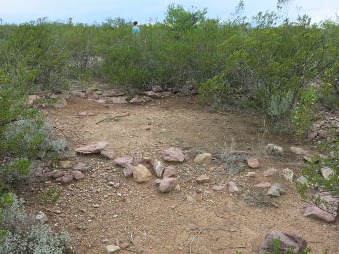 Rocks outlining the base of a Jacal Structure (temporary dwelling for workers at the Presidio)