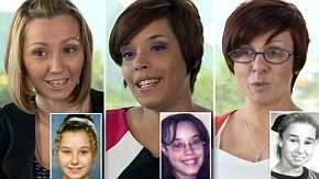 The three women abducted by Ariel Castro along with their missing persons photos. From right: Amanda Berry, Gina Dejesus, Michelle Knight
