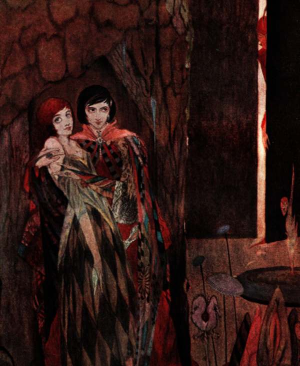 Here we show a portion of 'Dearest and best, with my whole heart I love thee' - it is from the suite of designs by Harry Clarke published in "Faust" (1925).