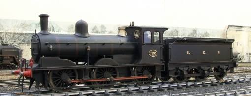 This is the London Road Models' Wilson Worsdell Class P1/LNER J25 in NER livery. Both Class P/P1 locomotives were unfitted, with three-link couplings for wagons or other rail vehicles away from the main line