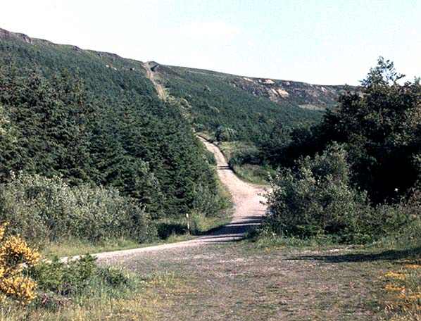 This is how the incline bottom looks decades after closure (1929). The Drum House would be out of sight at this angle, beyond the ridge where the gradient eased. Breathe a sigh of relief when you get there! Then turn and take in the views