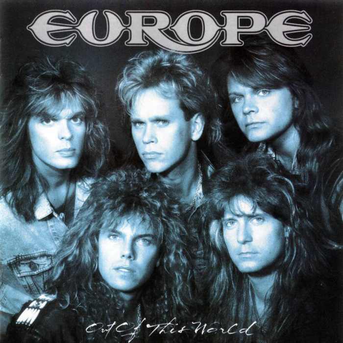 Vocalist Joey Tempest is pictured on the bottom row (first one) followed by Kee Marcello next to him.