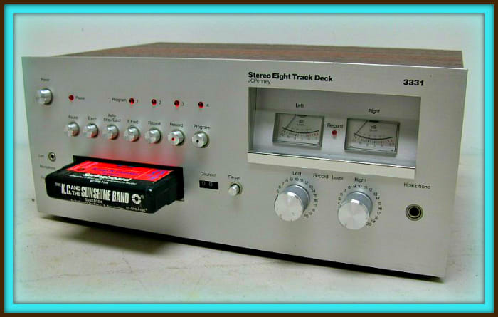 This is the JC Penney Stereo Eight deluxe Track Deck 3331, She measures 14 inches across, and is 6 inches tall, and 9 inches deep this is including the knobs ...