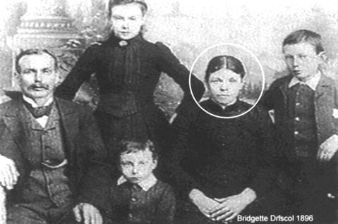 Bridget Driscoll, the first victim of a car accident. (Her picture is circled)