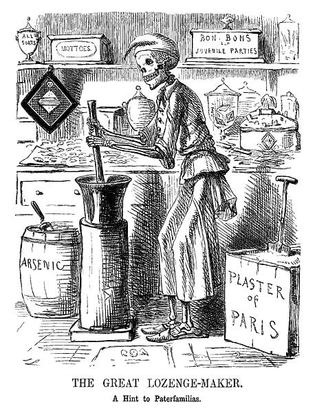 A caricature by John Leech, published in Punch magazine in November 1858, illustrating the Bradford poisoning case.