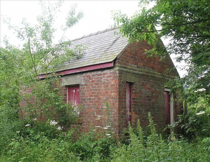 Scattered about East Cleveland (The original's in North Yorkshire) are reminders of past railway routes and installations. This is a Cleveland Railway brick signal cabin close by the North Eastern Railway's Pinchinthorpe Station, near Guisborough