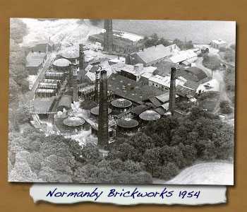 An aerial view of Normanby Brickworks beside the Cleveland Railway's branch in the mid-1950s - next door neighbours worked there until closure in the mid-1960s