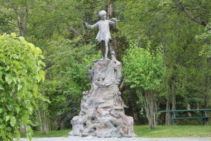 The Peter Pan Statue in Bowring Park, erected by Sir Edgar Bowring in memory of his granddaughter.