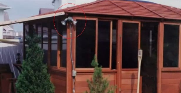 The back yard motion sensor light on the Routier's recently added $9,000 redwood spa. It was off when officers arrived 3 and 4 minutes after the 911 call. It came on when officers walked out and checked the back yard and stayed on for 18 minutes.