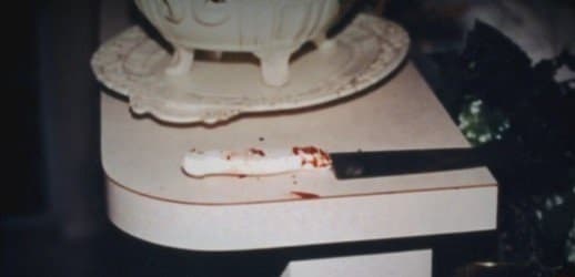 The knife used as the murder weapon. Darlie claimed the intruder dropped it on the floor and she picked it up. She said that's why her fingerprints were on it. She mentioned that twice to the 911 operator and four times to the hospital staff.
