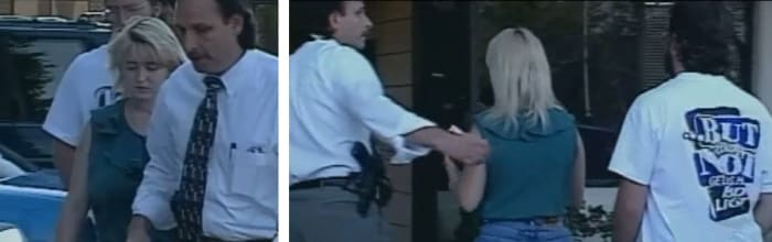 Darlie and Darin Routier going into the Rowlett Police Department for more questioning. These photos were taken just hours before she was formally arrested and charged with a double homicide.