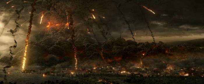 The 79 AD eruption of Vesuvius, as envisioned in the movie Pompeii. (©2014 Constantin Film International GmbH and Impact Pictures (Pompeii) Inc.)