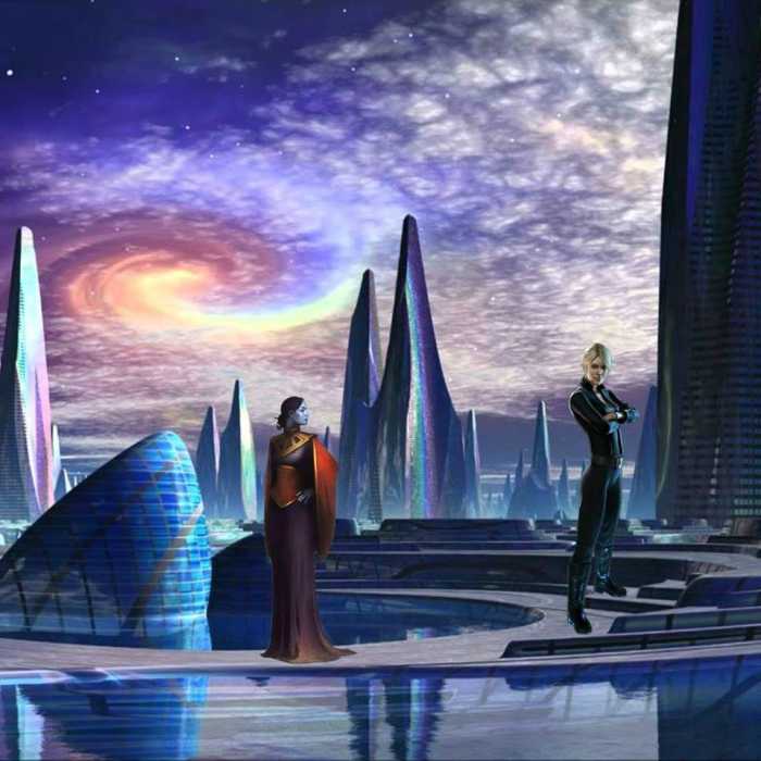 This illustration depicts an experience Ileana the Star Traveler had with one of the leaders of the El Race, descendants of the ancient Builder Race, named Anaya, in the future on Earth.