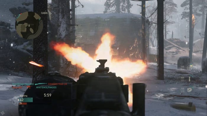 Screenshot from Call of Duty: WWII multiplayer - the mounted light-machine gun is the deadliest weapon in "WWII" online - absolutely no one can escape the mounted light-machine gun - and we MEAN no one