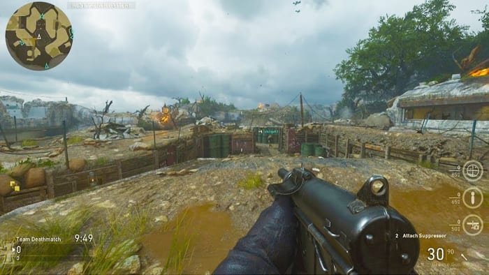 Image screenshot of Call of Duty: WWII multiplayer gameplay - the graphics are a decades-worth better than World at War's - and now there is the definitive World War 2 era video-game for the 2010's