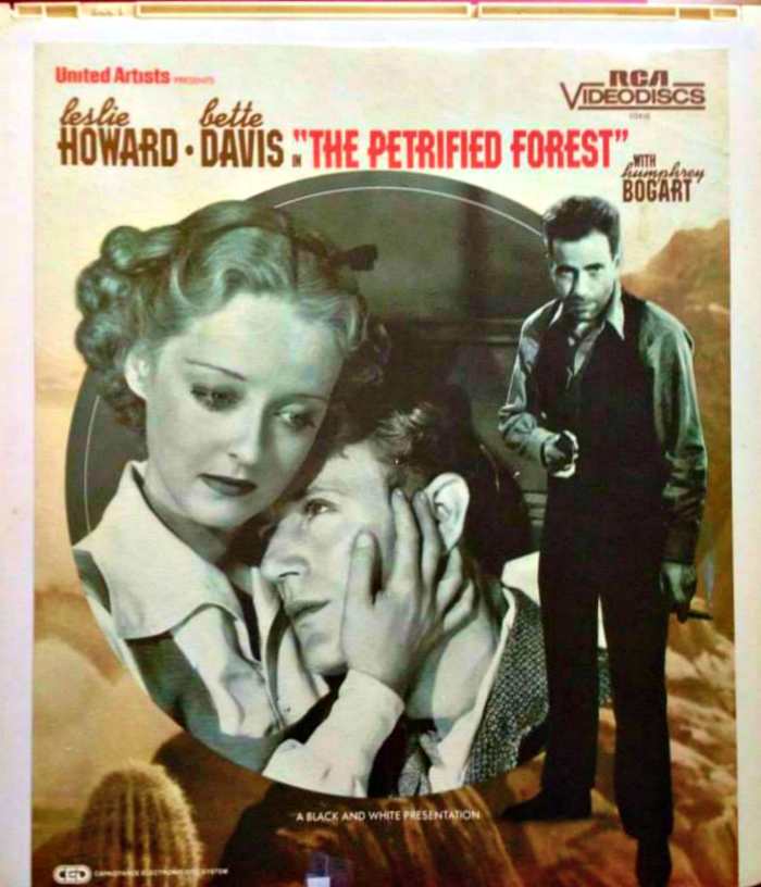 The Petrified Forest, RCA SelectaVision CED Video Disc ... Leslie Howard, as Alan Squier, Bette Davis, as Gabrielle Maple, and Humphrey Bogart, as Duke Mantee. A waitress, a hobo and a bank robber get mixed up at a lonely diner in the desert.