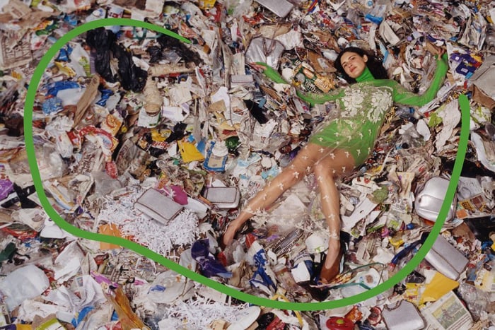 An image from Stella McCartney's Fall 2018 campaign, which was meant to highlight waste in the context of the fashion industry. This was shot in a landfill. Photo: Harley Weir for Stella McCartney