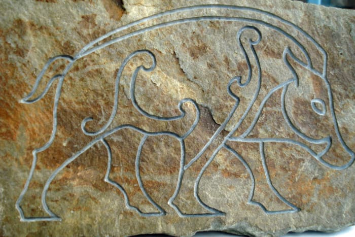 Not everyone can boast of having a garden stone that depicts one of the Celts' revered animals - and not only the Celts but the Norsemen too, revered the boar for his tenacity in defending what was his
