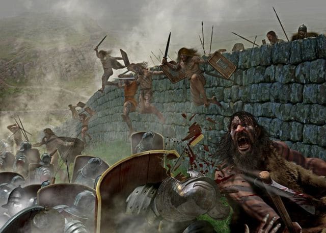 Picts attack one of the garrisons on Hadrian's Wall - the wall was as much in use to keep Britons in - to pay taxes no doubt - as to keep out hostile Celts