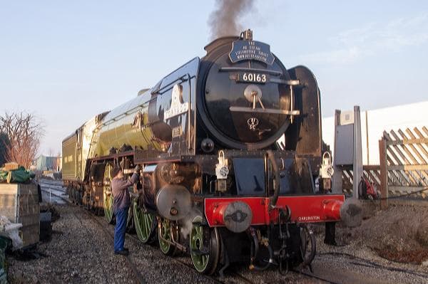 'Tornado' rests at Leeming Bar on the Wensleydale Railway, west of Northallerton in North Yorkshire