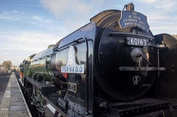 'Tornado' simmers at Leeming Bar's platform after returning from Redmire. She'll be back on the Wensleydale line for three weeks in May, 2019