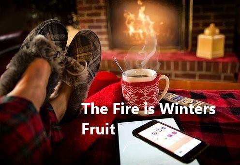 A blazing fireside—blinds drawn and a great movie is my choice of the ideal way to spend a cosy winter evening. The proverb is encapsulating the idea of warmth from a roaring fireplace during dark and cold winter days.