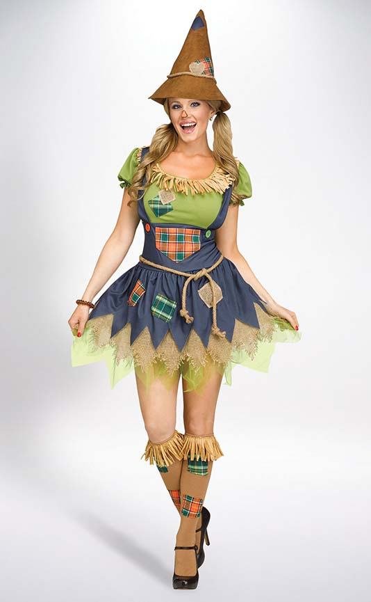This scarecrow costume is really adorable! The skirt is a little short, but not too bad, in my opinion. You could always sew more layers into it or wear it over jeans if it's cold out or you want to be more modest.