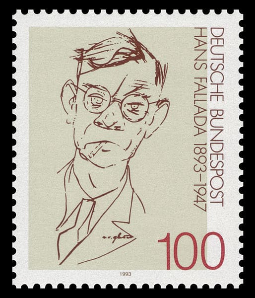 Every Man Dies Alone author Hans Fallada, immortalized in all his sketchy glory on a German postage stamp.