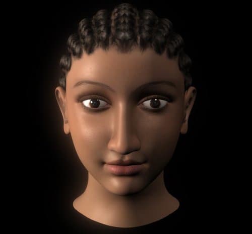 This is a rough estimation of how Cleopatra looked from the coin, artifact and wall depiction of her. She was of African ancestry.