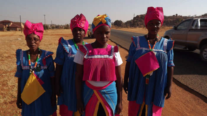 Young Bapedi Women in traditional dress. Women did agricultural work, and men and boys work related to cattle. Male superiority was reinforced in daily life: for example at meals men and initiated boys sat together and were served first, and women at