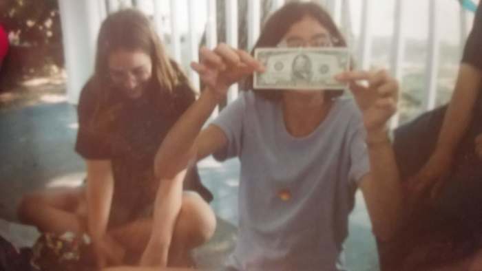 That's me with the money in front of my face, and my best horse crazy friend, Rachel, next to me.