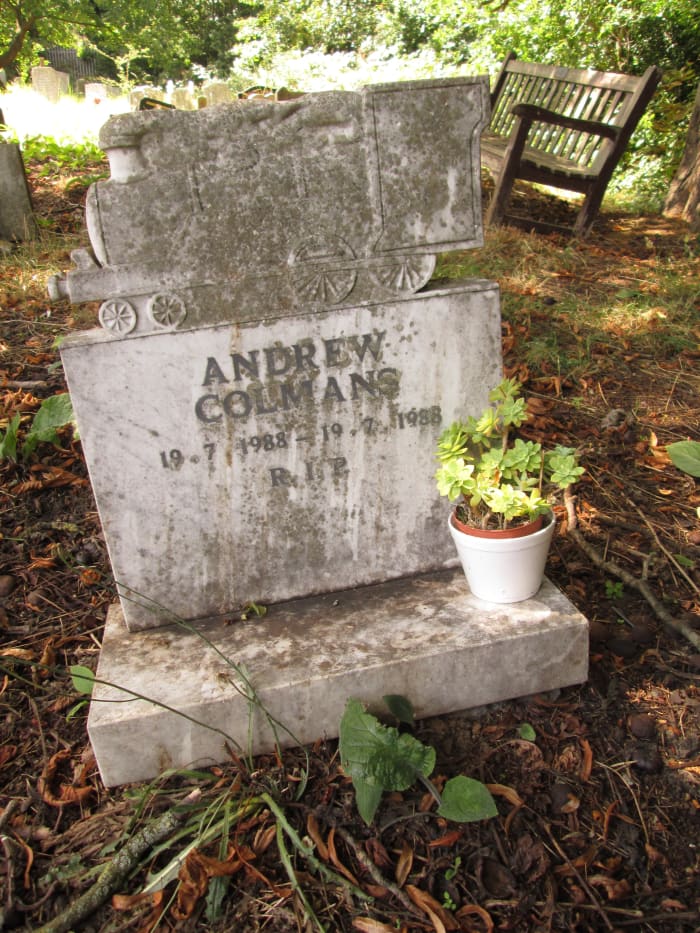 ... And hardly drawn breath - maybe didn't even do that - a week later in the same month Andrew Colmans is but a name in an overgrown grave out of sight but not far from the grand-looking entrance