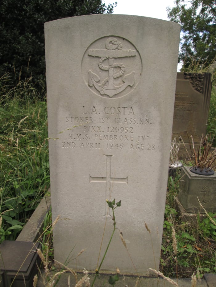 L A Costa, Stoker First Class lived through WWII, only to succumb to fate almost a year after hostilities ended... see below
