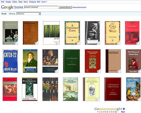 A Screen Grab from the current Google Books Service. The Internet giant is attempting to create the World's largest online library