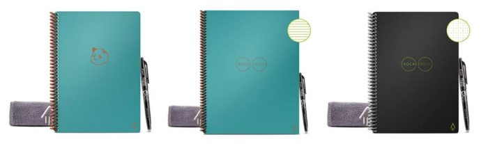 Rocketbooks come in a variety of styles for taking notes, uploading to the cloud (with an app), and then wiping them off to reuse.