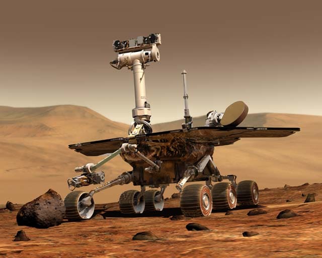 Spirit/Opportunity Rover. Landed on Mars in 2004. Survived longer than any probe sent so far to Mars.