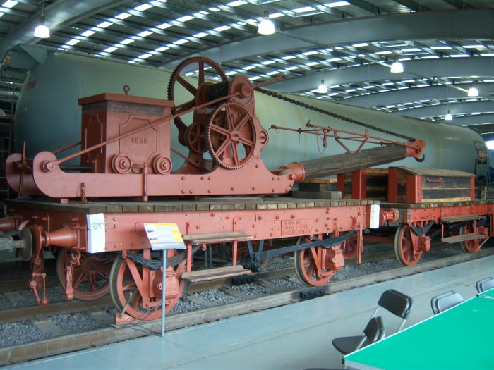Early rail crane with crane runner at Locomotion, Shildon - this is the overflow site for the National Railway Museum, York
