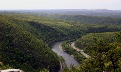 The Kittatinny Ridge forms part of the border between New Jersey's border with Pennsylvania in the Northwestern corner of the state.