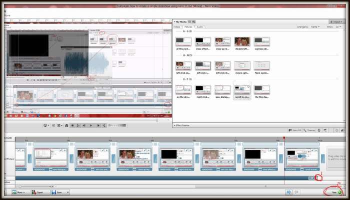 Right click the icon (highlighted in red and numbered 1) and after the dialogue box opens select 'Apply random transitions to all empty transition fields' This action will create a subtle and softer lead into and out of the sound track.