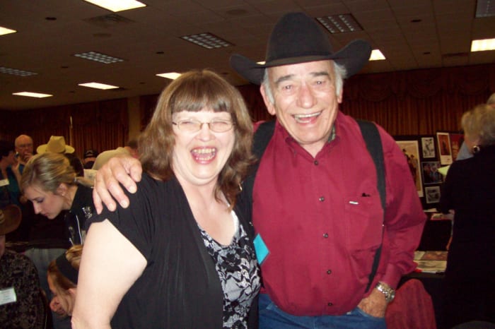 This was taken at the Memphis Film Festival this year at The Gathering of the Guns 4. This is me with James Drury-The Virginian. Now do I look thrilled or what?