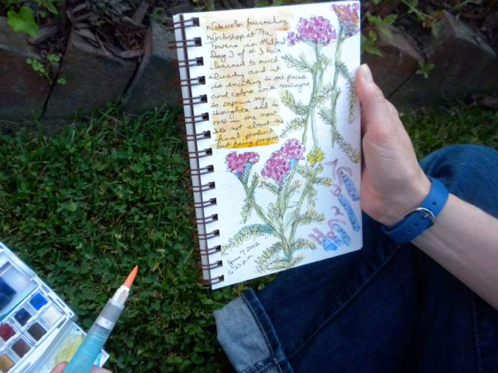 Student's journal from a workshop that Rosemary gave at the Towers B & B in Milford, DE.