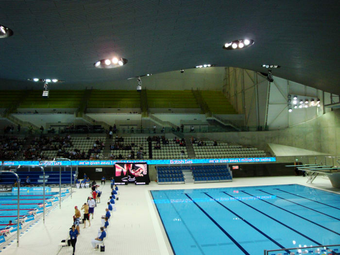 Swimmer take their places for a race