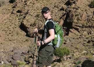 Using my Osprey Talon 22 Litre Backpack / Daypack whilst climbing out of the Azaden Valley in the Moroccan High Atlas
