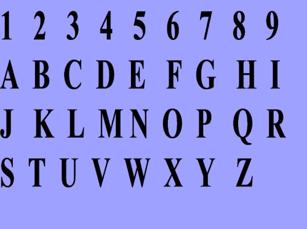 The well-known "key" for turning letters into numbers, said to be "Pythagorean," although the Greek mathematician Pythagoras in the 6th century B.C. did not use this alphabet.
